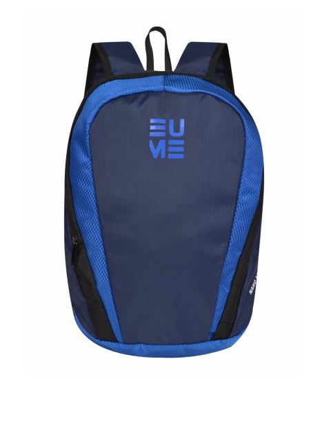 

EUME Unisex Navy Blue & Black Brand Logo Backpack