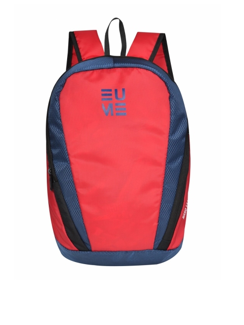 

EUME Unisex Red & Black Colourblocked Backpack