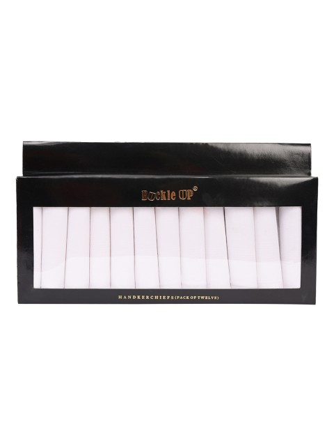 

BuckleUp Men White Pack of 12 Handkerchiefs Gift Set