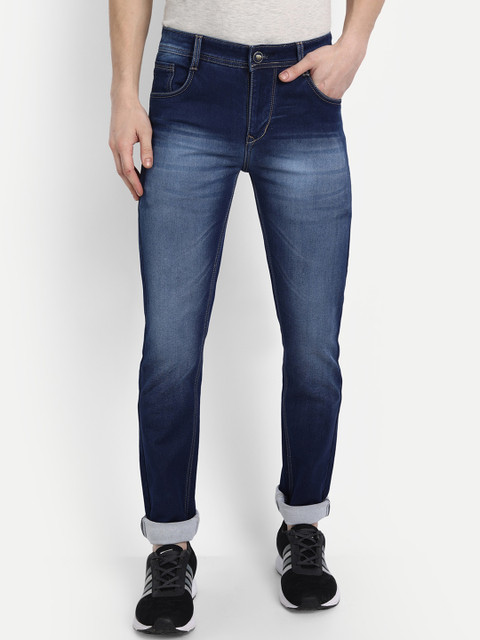 

BROADSTAR Men Navy Blue Slim Fit Heavy Fade Stretchable Jeans