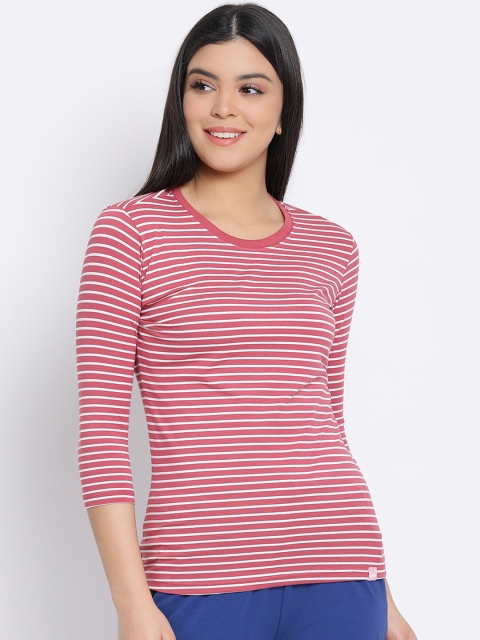 

LYRA Women Pink Striped T-shirt