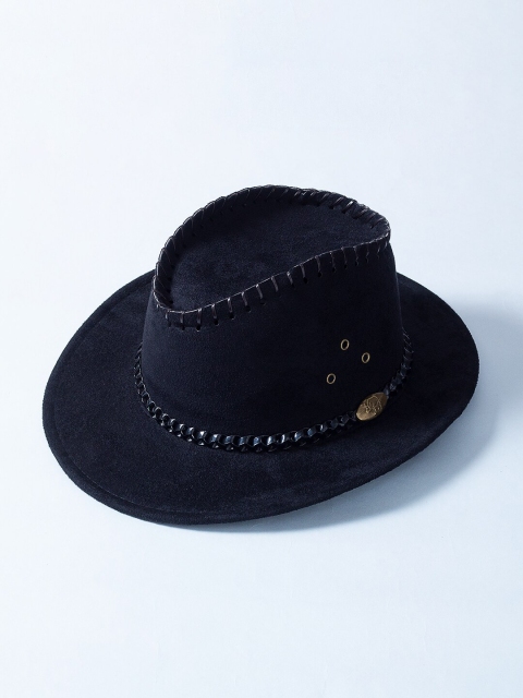 

Golden Peacock Men Black Solid Cowboy Sun Hat