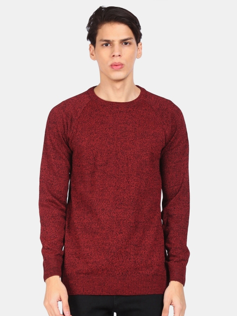 

Ruggers Men Red Heathered Crew Neck Pure Acrylic Pullover Sweater