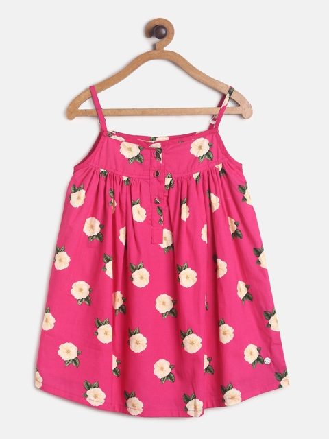 

TALES & STORIES Girls Pink Floral Printed Cotton A-Line Dress