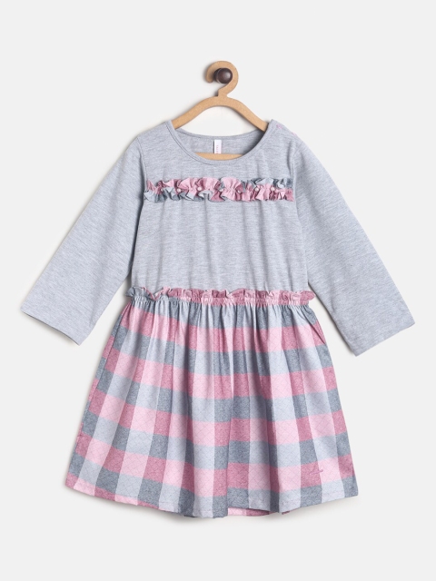 

TALES & STORIES Grey Polyester Striped Dress