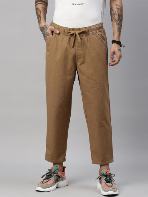 

Breakbounce Men Camel Brown Loose Fit Cotton Trousers