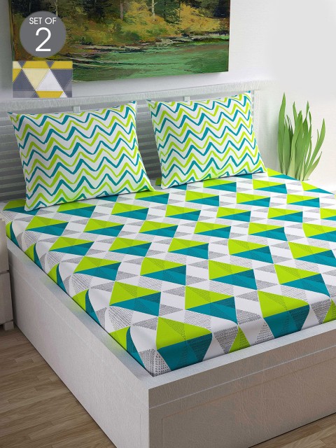 

Divine Casa Multicoloured Geometric 144 TC 2 Queen Bedsheet with 4 Pillow Covers, Multi