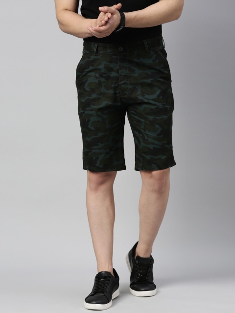 

Bushirt Men Green Camouflage Printed Regular Shorts