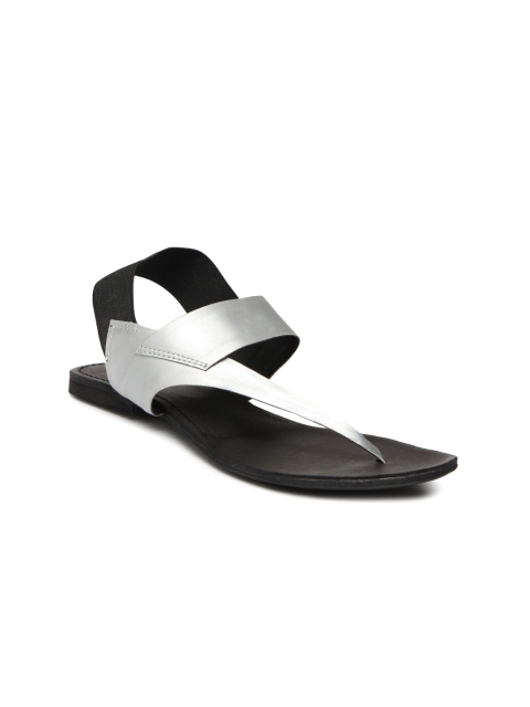 

Lavie Women Silver Solid Open-Toed Flats
