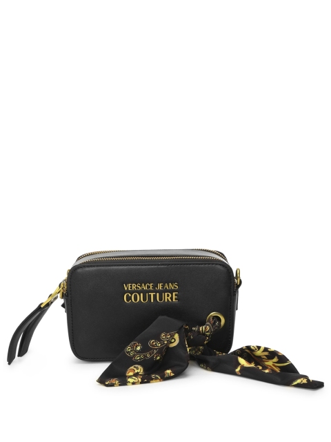 

Versace Jeans Couture Black Structured Sling Bag with Scarf