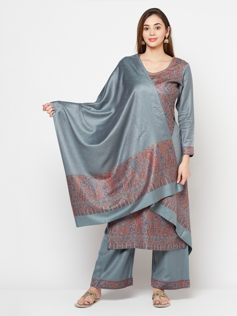 

Safaa Grey & Red Viscose Rayon Unstitched Dress Material