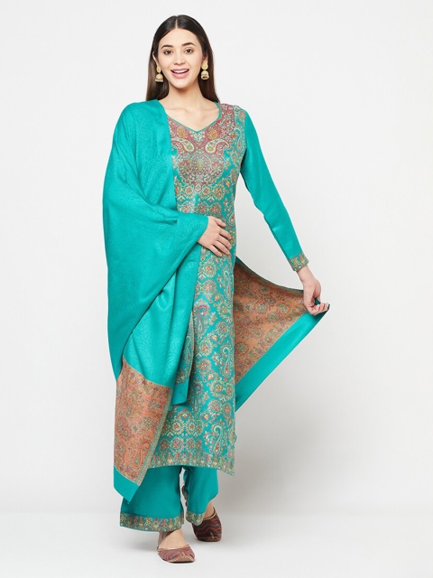 

Safaa Sea Green & Red Viscose Rayon Unstitched Dress Material