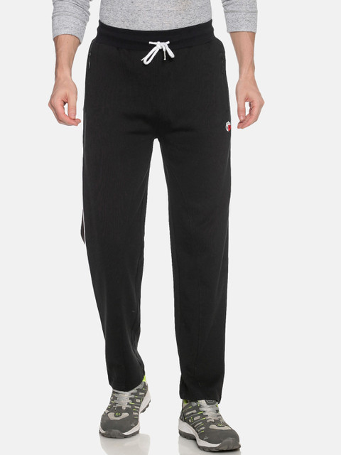 

VENITIAN Men Black Solid Cotton Slim Fit Track Pants