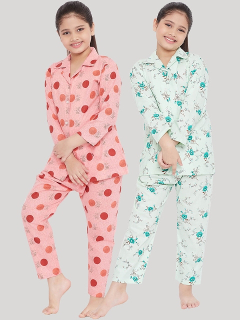

KYDZI Girls Set of 2 Multi Printed Rayon Nightsuit