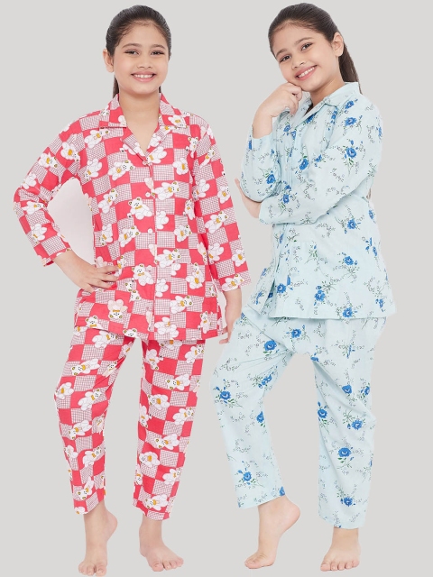 

KYDZI Girls Pack of 2 Printed Night suit, Blue