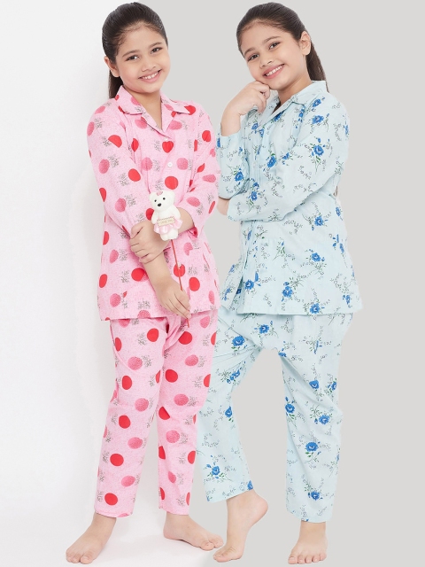 

KYDZI Girls Pack Of 2 Printed Night suits, Blue