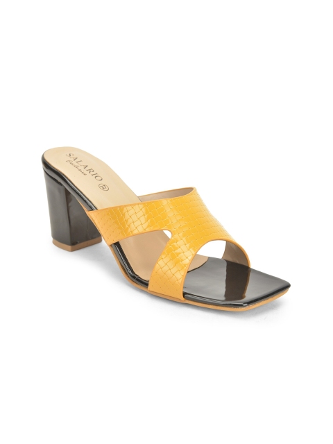 

SALARIO Women Yellow Textured Block Heel Sandals