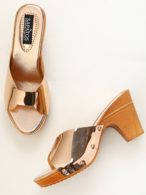 

SAPATOS Rust Orange Printed Block Sandals