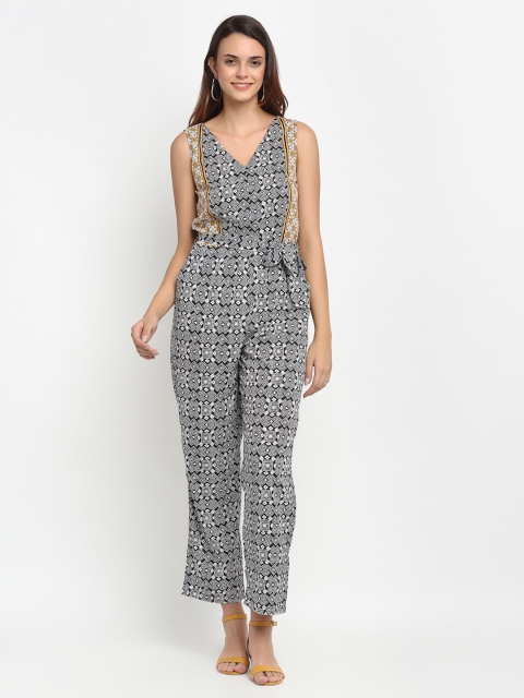 

Aujjessa Women Black & White Geometric Printed Jumpsuit