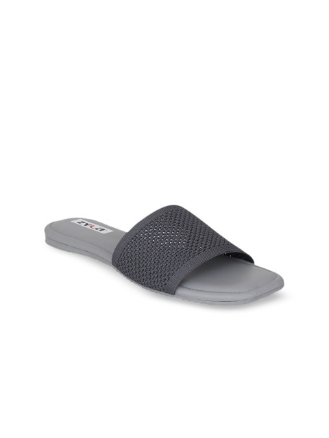 

Zyla Women Grey Woven Design Open Toe Flats