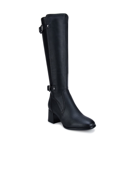 

ROSSO BRUNELLO Black High-Top Block Heeled Boots with Buckles