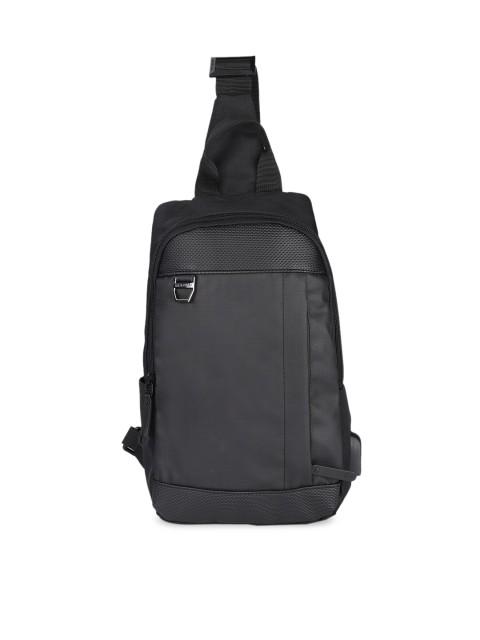 

THE CLOWNFISH Black Oversized Shopper Sling Bag with USB Charging Port