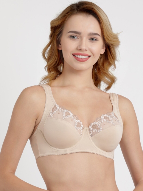 

Enamor Women Beige Self Design Lace Non Padded Everyday Bra