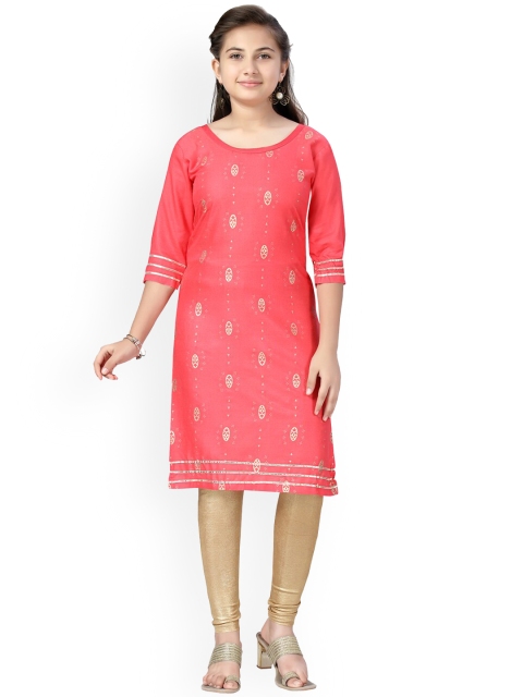 

Aarika Girls Red Regular Pure Cotton Kurta with Churidar