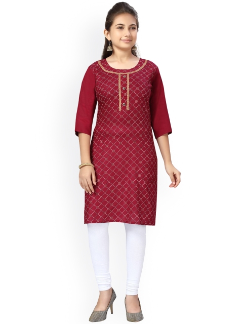 

Aarika Girls Purple Printed Regular Pure Cotton Kurta with Churidar