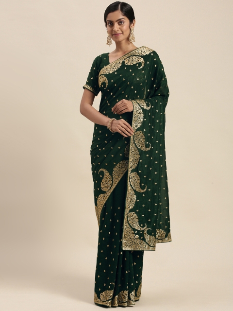 

Mitera Green Paisley Silk Blend Saree