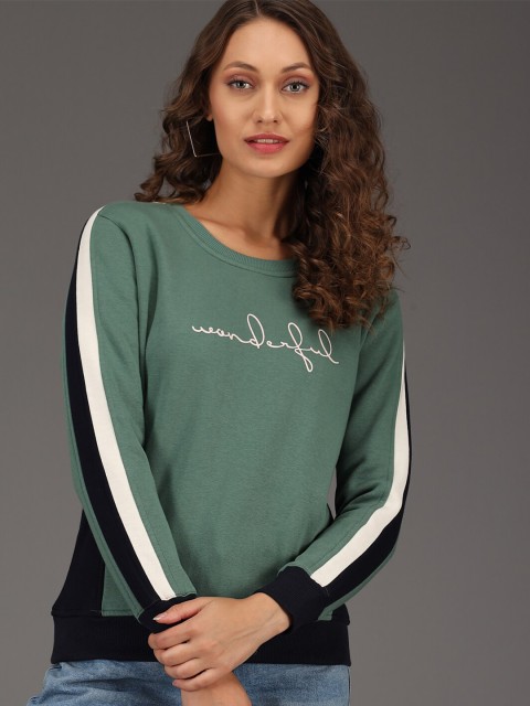 

ANTI CULTURE Women Teal Green Sweatshirt