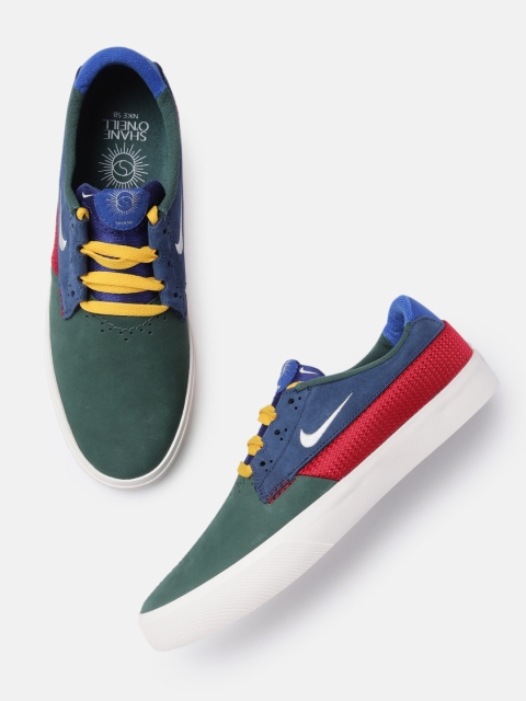 

Nike Adults Unisex Noble Green & Blue Perforated SB Shane Leather Skateboarding Shoes