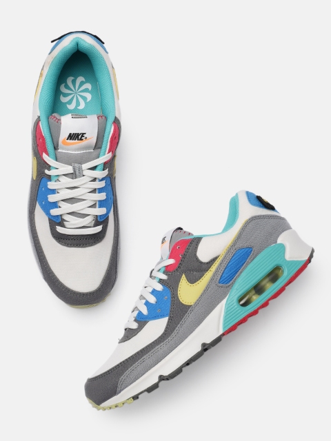 

Nike Men Off White & Grey Air Max 90 Sneakers