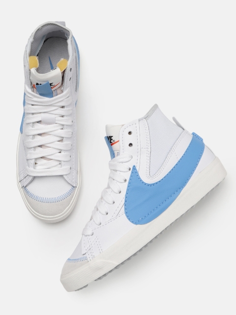 

Nike Men White & Blue Blazer Mid '77 Jumbo Sneakers