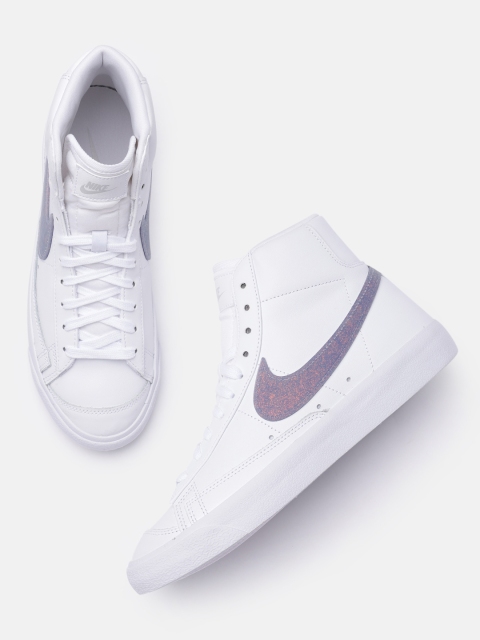 

Nike Women White Leather Blazer Mid-Top 77 Sneakers