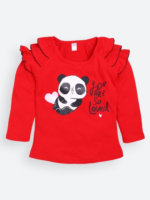 

Nottie Planet Girls Red Typography Printed T-shirt