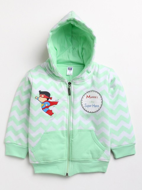 

Nottie Planet Boys Green Pure Cotton Hooded Sweatshirt
