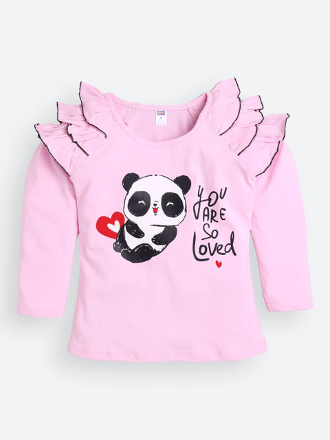 

Nottie Planet Girls Pink Printed Cotton T-shirt