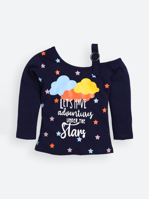 

Nottie Planet Girls Navy Blue Printed T-shirt