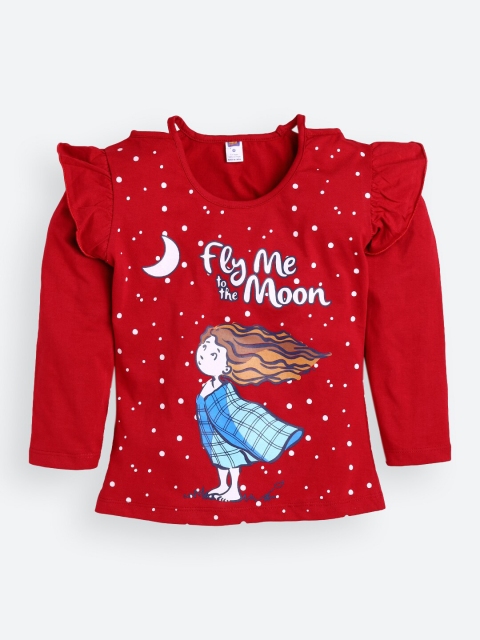 

Nottie Planet Girls Red Printed T-shirt