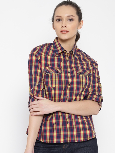 

SPYKAR Women Blue Regular Fit Checked Casual Shirt
