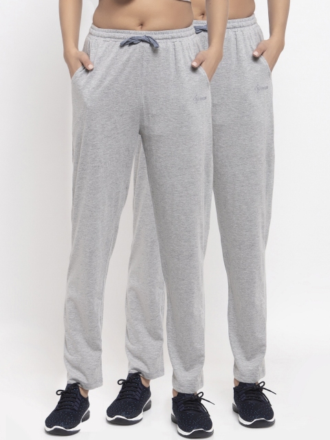 

NEUDIS Women Pack Of 2 Grey Solid Cotton Track Pants