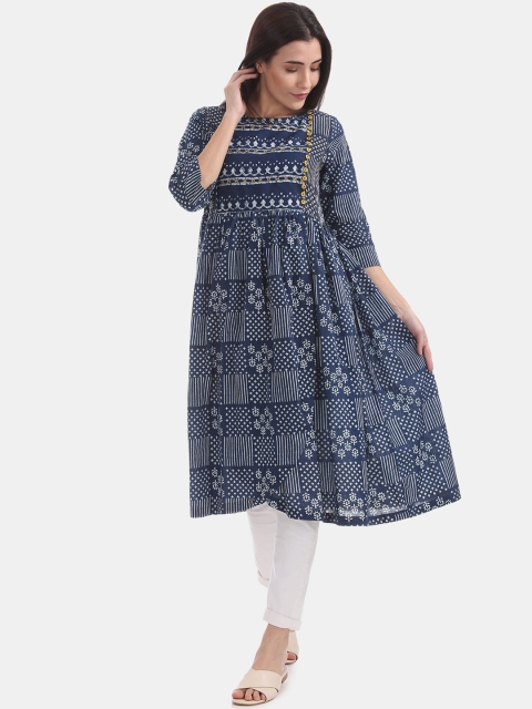 

Anahi Women Blue & White Ethnic Motifs Printed Anarkali Kurta