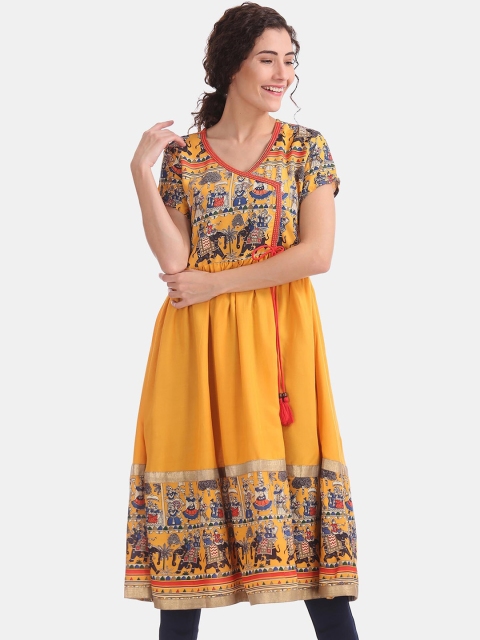 

Anahi Women Yellow Ethnic Motifs Printed Anarkali Kurta