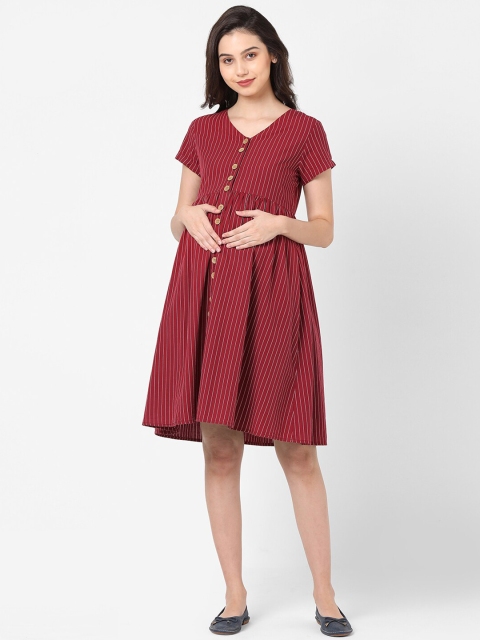 

Mystere Paris Maroon Cotton Maternity Dress