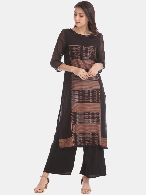 

Karigari Women Black Geometric Printed Kurta