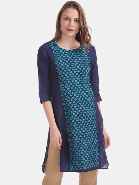 

Karigari Women Blue Ethnic Motifs Printed Kurta
