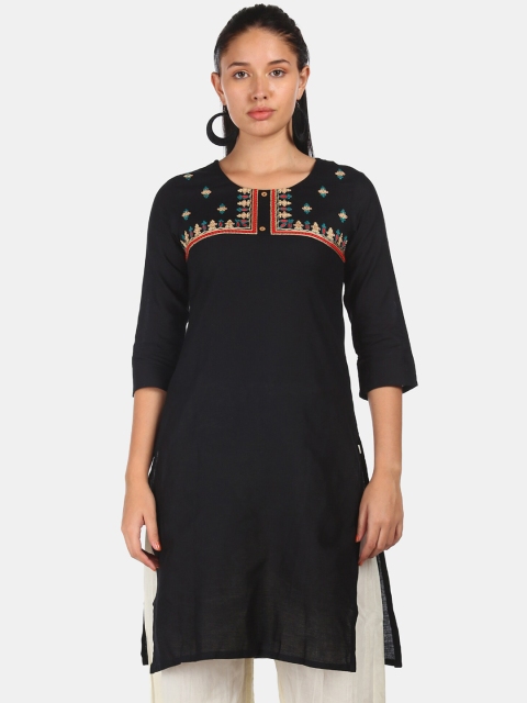 

Karigari Woman Black Embroidered Kurta