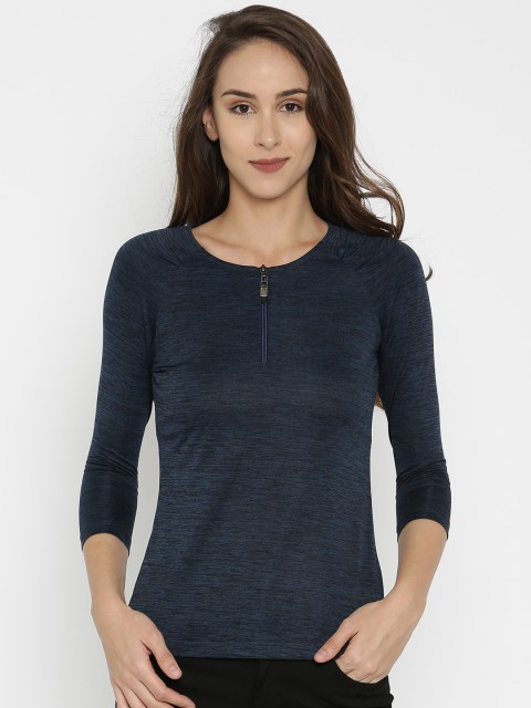 

SPYKAR Blue Self-Design Round Neck T-shirt