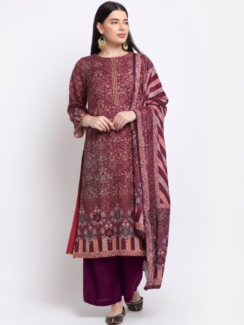 

Stylee LIFESTYLE Maroon Printed Unstitched Dress Material